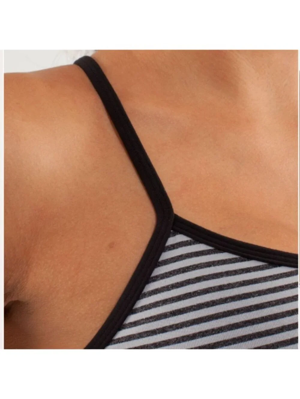 Lululemon Power Y Tank *Luon Light Slope Stripe Silver Slate Heathered Blk / blk